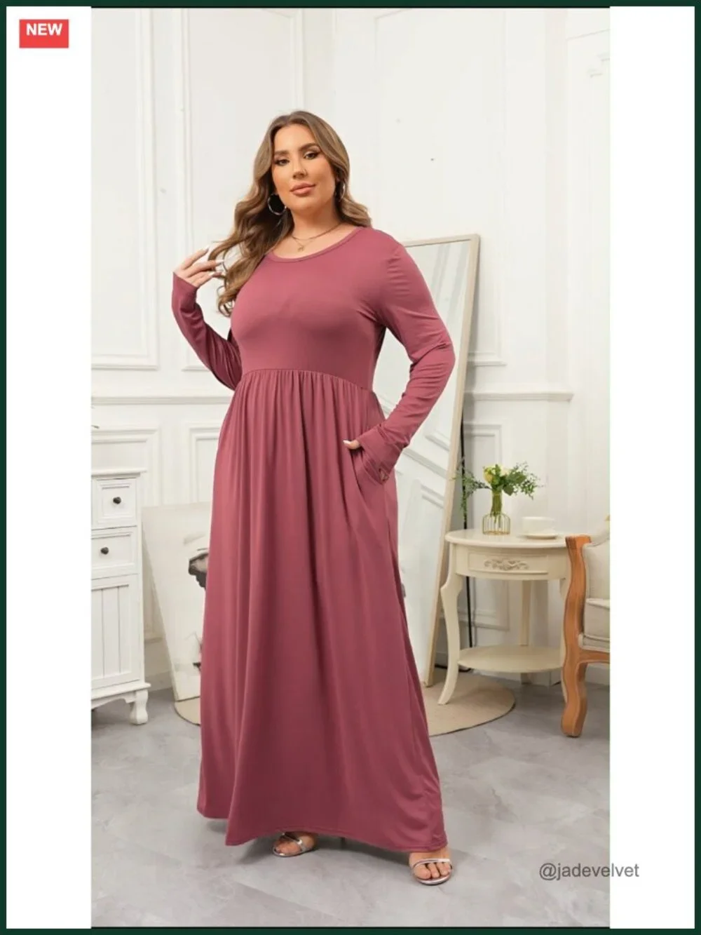 Plus Size Maxi Dress Long Sleeve Floral Casual for Women